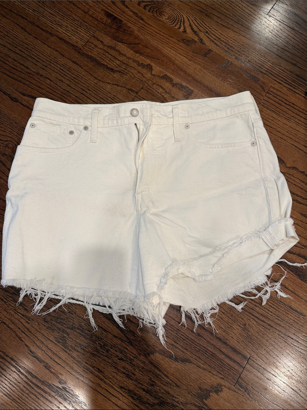 Madewell White Frayed Hem Denim Cutoff Shorts-High Waist